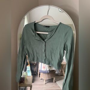 Green Zara cropped long sleeve